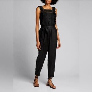 Frame Lace Eyelet Jumpsuit Black Noir Small S